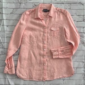 Island Company Women's Commandante Button Up L/S Linen Top‎ - Small